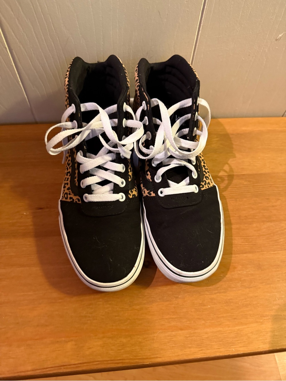 Vans Black High-Top Sneakers with Leopard Trim